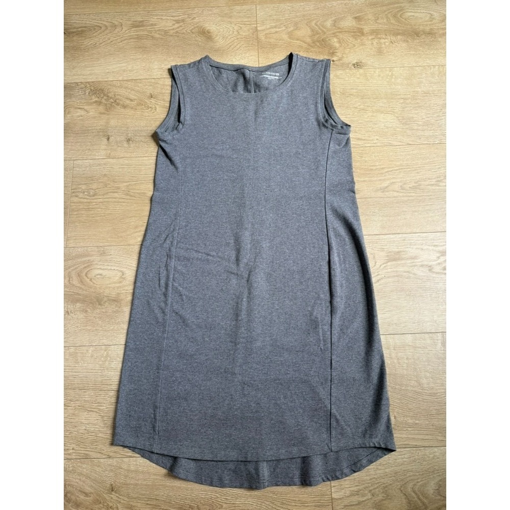 EUC Eileen Fisher sleeveless gray high neck stretch cotton organic dress sz XXS
